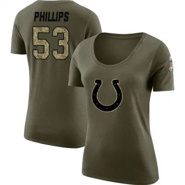 Olive Women's Jacob Phillips Indianapolis Colts Salute to Service Scoop Neck T-Shirt